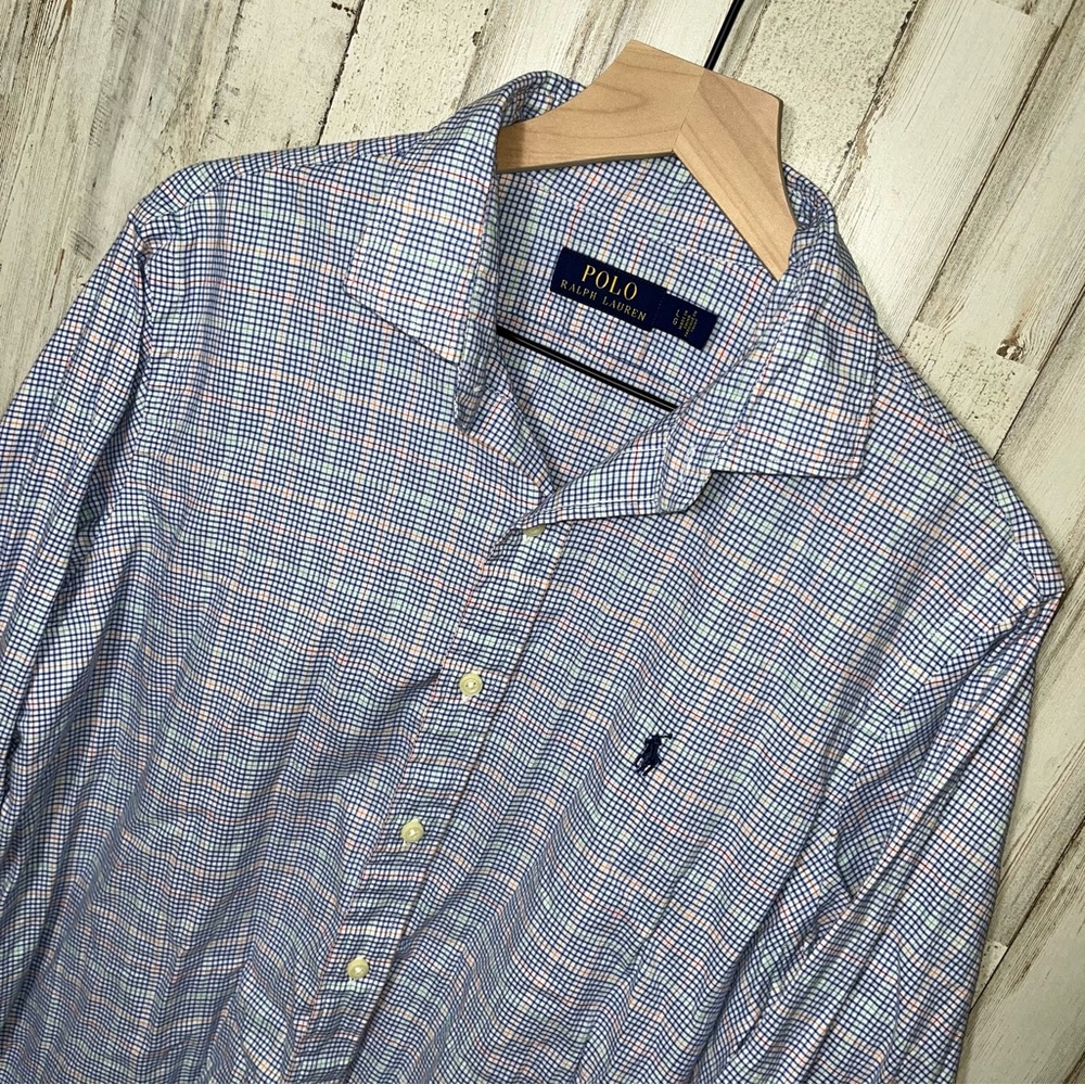 Polo Ralph Lauren Plaid Long Sleeve Button Up Shirt Cotton Mens Size Large‎